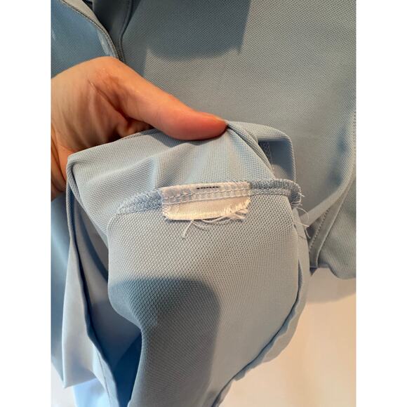 Peter Millar Womens M Performance Polo Crochet Blue Pink Golf Activewear Preppy - Picture 6 of 10